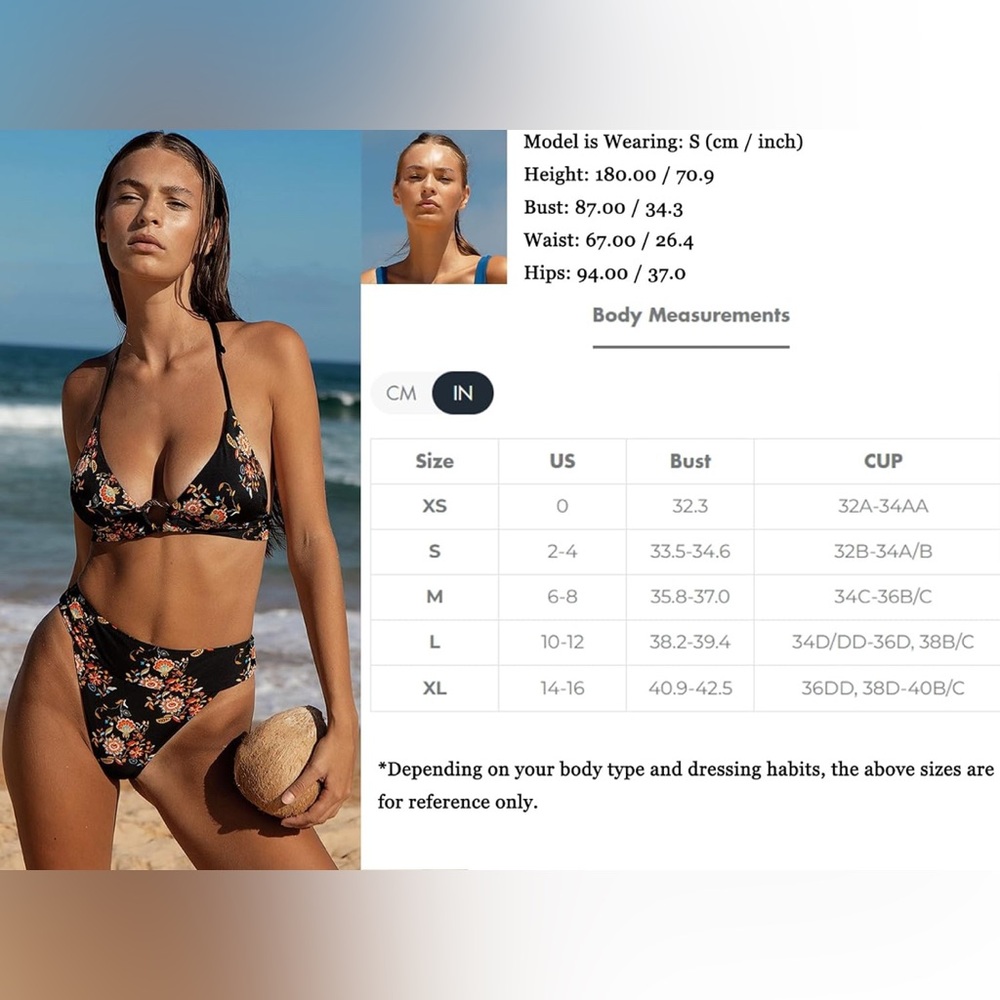 BERLOOK black floral halter bikini set, NWOT